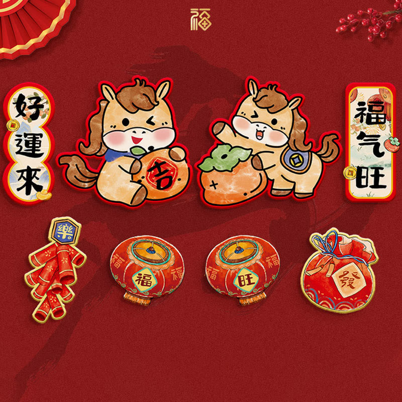 Buddha Stones Año del Caballo Imán para nevera Decoración de bendiciones para la parte trasera - Juego de 8 piezas 1 - image 1