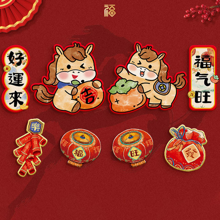 Buddha Stones Año del Caballo Imán para nevera Decoración de bendiciones para la parte trasera - Juego de 8 piezas 1 - image 1