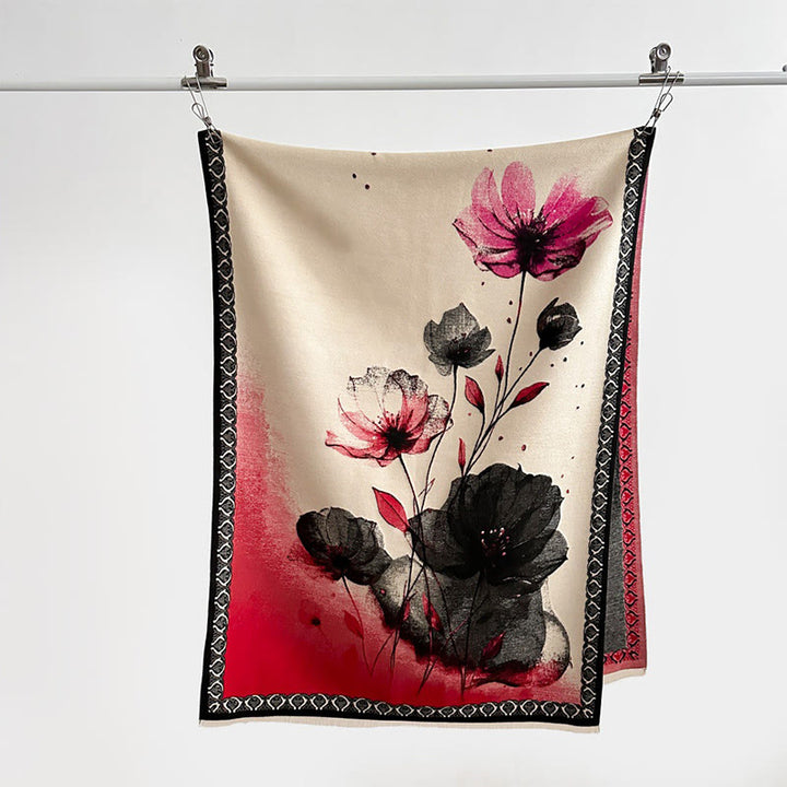 Bufanda/chal suave con estampado de hojas y flores de loto, pintado con tinta y Buddha Stones para invierno - image 7