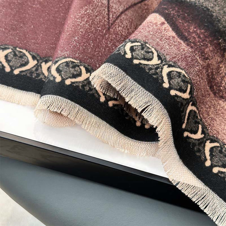 Bufanda/chal suave con estampado de hojas y flores de loto, pintado con tinta y Buddha Stones para invierno - image 19