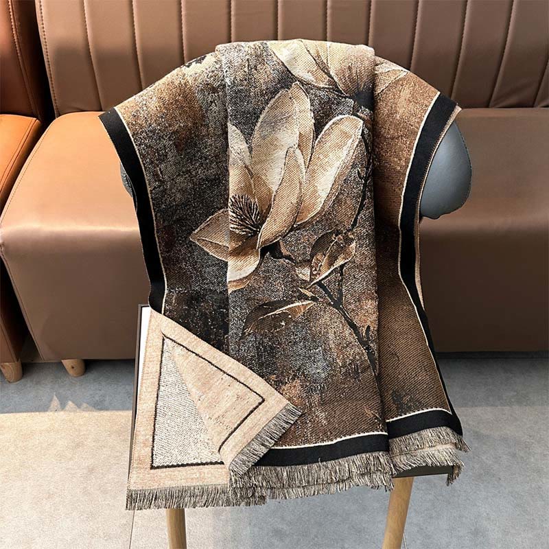 Bufanda/chal suave con estampado de mariposas y magnolias de invierno con Buddha Stones - image 10