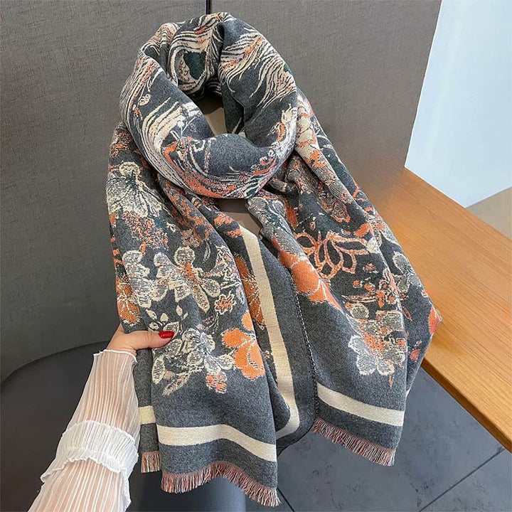 Bufanda/chal suave con estampado de flores y fénix otoñales con Buddha Stones - image 15