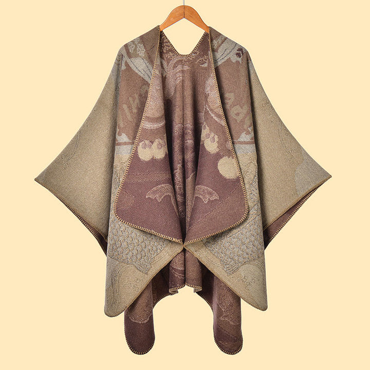 Bufanda/chal cálido y acogedor con estampado de olas y peces koi de invierno con Buddha Stones - Broncearse - 130*150 cm - image 12