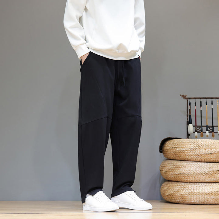 Pantalones de lino y algodón para hombre, de color liso, con forro polar y estampado de Buddha Stones, con bolsillos. - Negro - US/UK/AU46, EU56 (5XL) - image 11