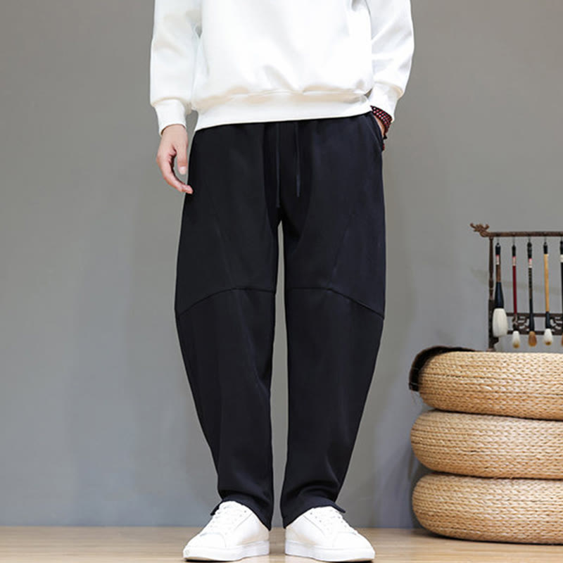 Pantalones de lino y algodón para hombre, de color liso, con forro polar y estampado de Buddha Stones, con bolsillos. - image 12