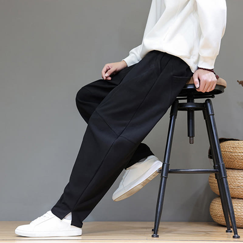 Pantalones de lino y algodón para hombre, de color liso, con forro polar y estampado de Buddha Stones, con bolsillos. - image 16