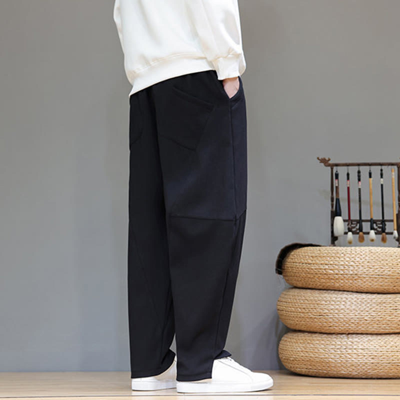 Pantalones de lino y algodón para hombre, de color liso, con forro polar y estampado de Buddha Stones, con bolsillos. - image 15