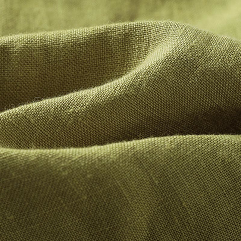 Camisa de manga larga para mujer, color caqui oscuro con cuello alto y medio botón, con estampado de Buddha Stones. - image 11