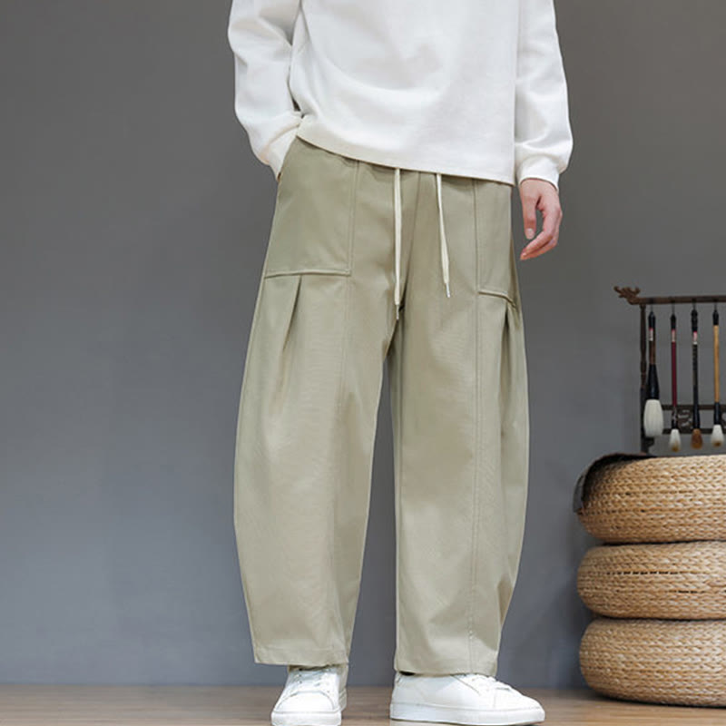Pantalones bombachos cortos de algodón de color liso para hombre con estampado de Buddha Stones y bolsillos. - Caqui oscuro - US/UK/AU46, EU56 (5XL) - image 0