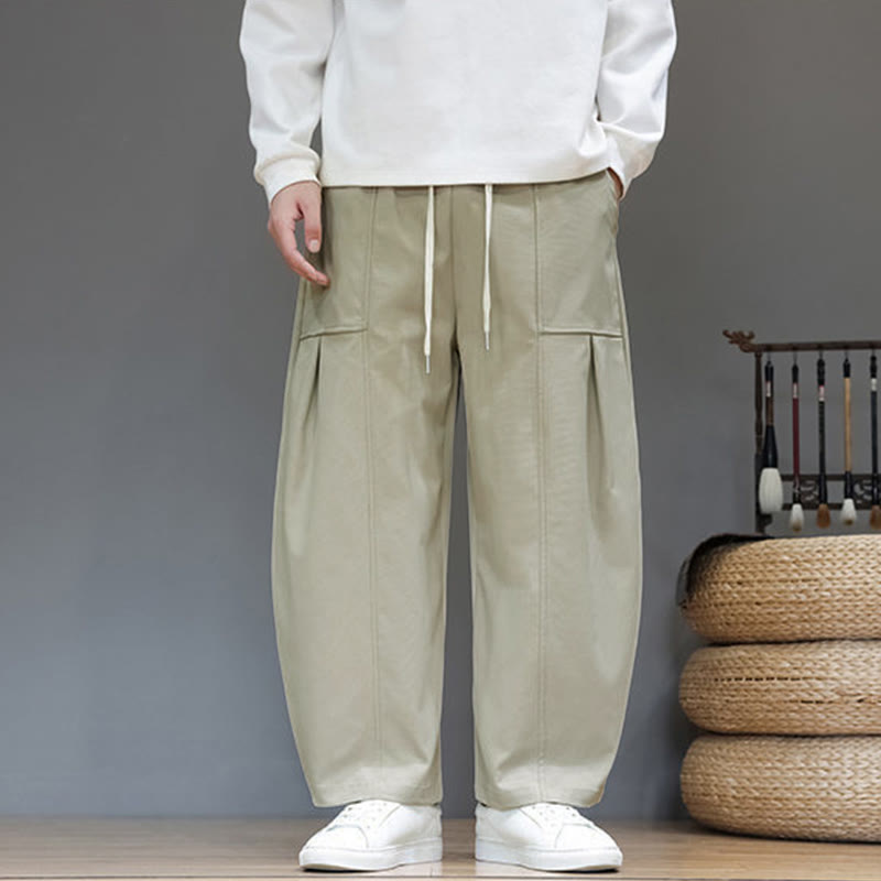 Pantalones bombachos cortos de algodón de color liso para hombre con estampado de Buddha Stones y bolsillos. - image 1