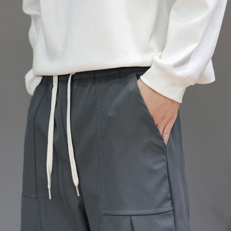 Pantalones bombachos cortos de algodón de color liso para hombre con estampado de Buddha Stones y bolsillos. - image 19