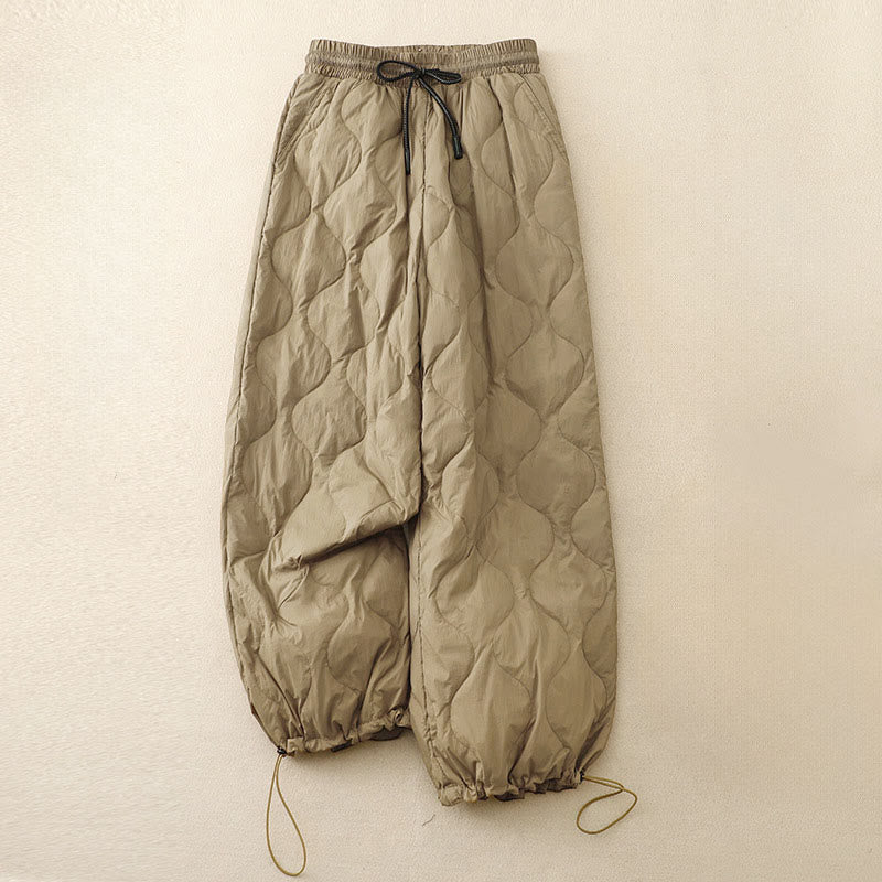 Pantalones de invierno cálidos para mujer con estampado de líneas curvas y detalles en Buddha Stones , con bolsillos. - Broncearse - US6，UK/AU10，EU38 (2XL) - image 0