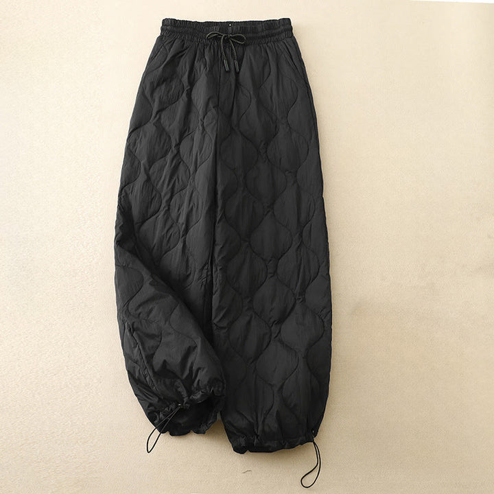 Pantalones de invierno cálidos para mujer con estampado de líneas curvas y detalles en Buddha Stones , con bolsillos. - Negro - US6，UK/AU10，EU38 (2XL) - image 8