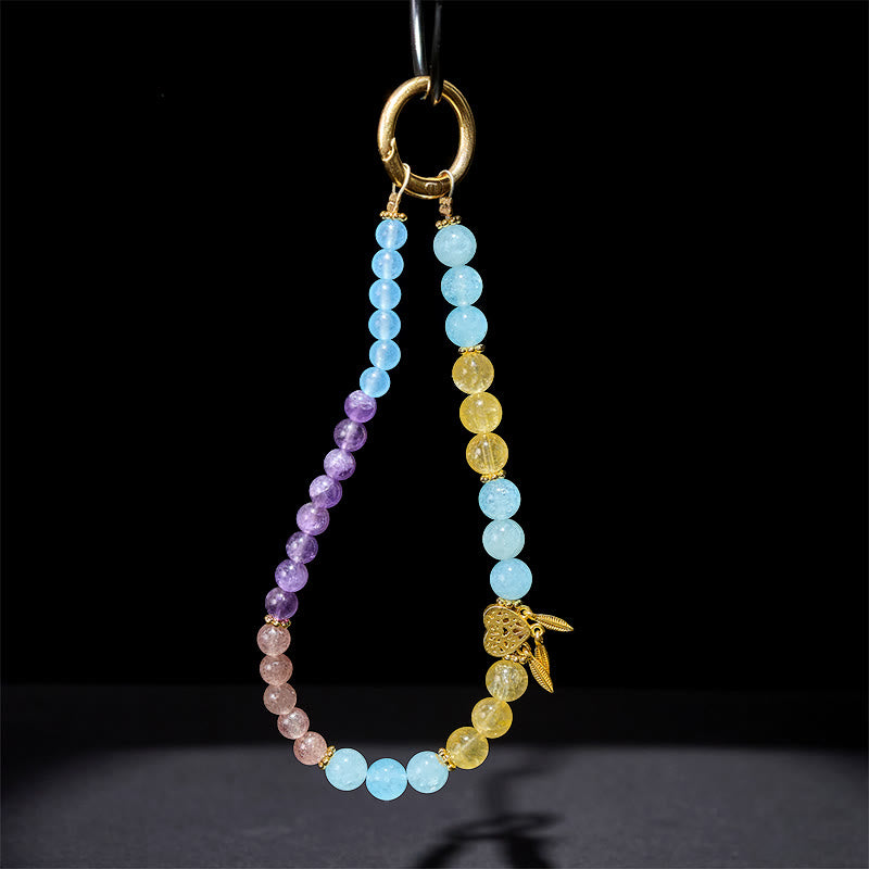 Llavero colgante para teléfono con diseño de corazón de citrino y calcedonia azul de Buddha Stones - image 2