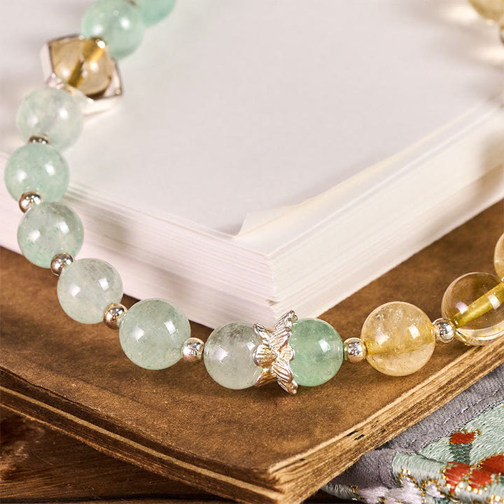 Llavero colgante para teléfono con cuentas de cuarzo fresa verde citrino y Buddha Stones. - image 1