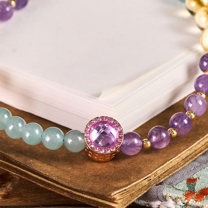 Llavero colgante para teléfono con Buddha Stones, amatista verde y aventurina para la conciencia espiritual. - image 1