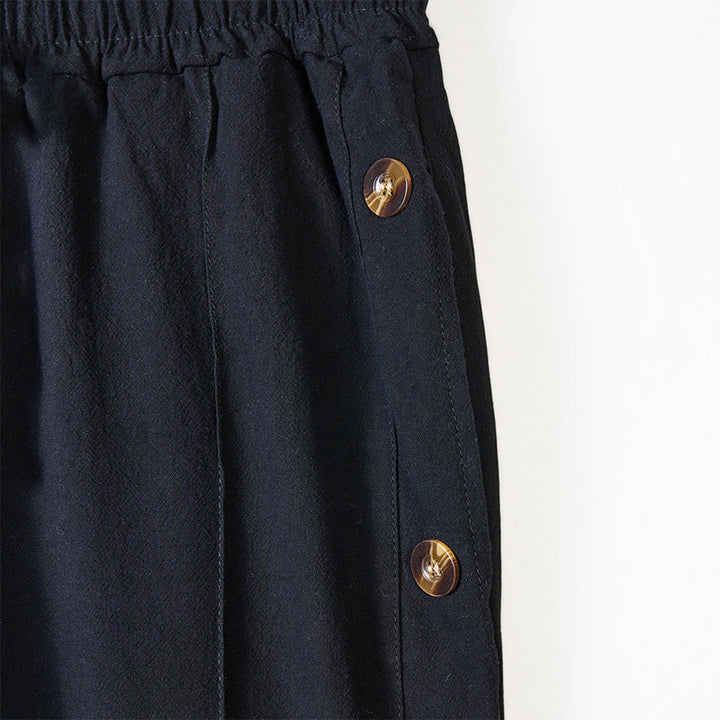 Pantalones de algodón para hombre con bolsillos y botones laterales de color liso con Buddha Stones - image 6