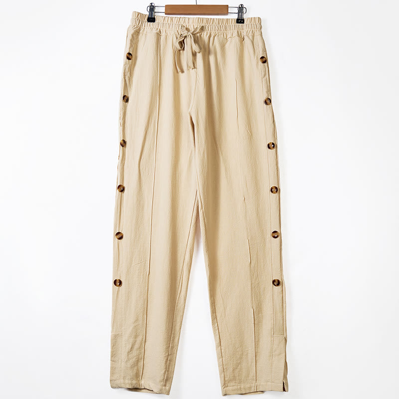 Pantalones de algodón para hombre con bolsillos y botones laterales de color liso con Buddha Stones - Sopa de mariscos - US/UK/AU46, UE 56 (3XL) - image 0