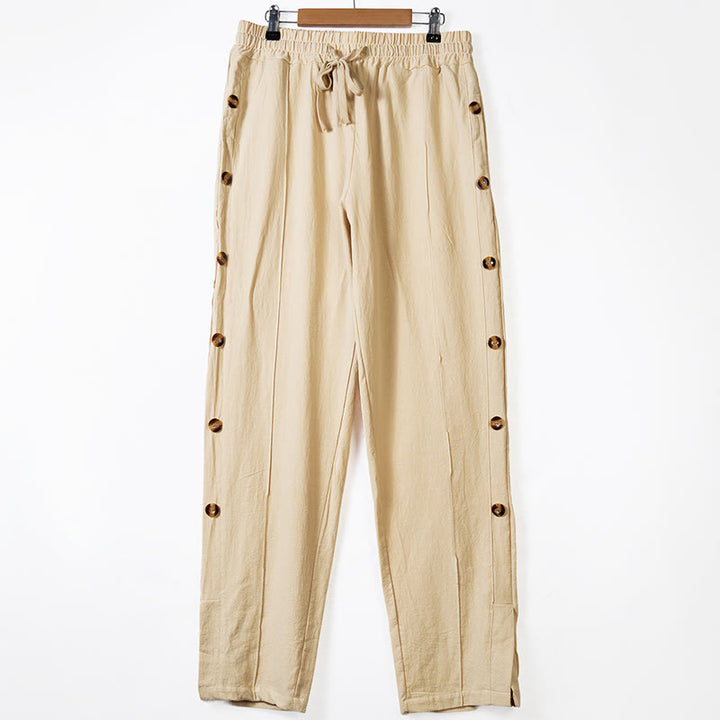 Pantalones de algodón para hombre con bolsillos y botones laterales de color liso con Buddha Stones - Sopa de mariscos - US/UK/AU46, UE 56 (3XL) - image 0