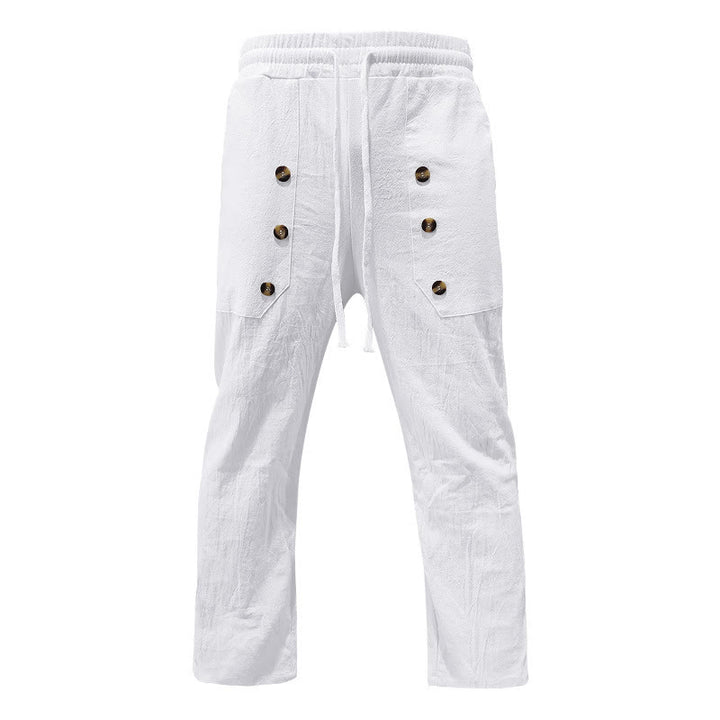 Pantalones casuales de algodón con botones y bolsillos para hombre , de Buddha Stones - Blanco - US/UK/AU46, UE 56 (3XL) - image 0