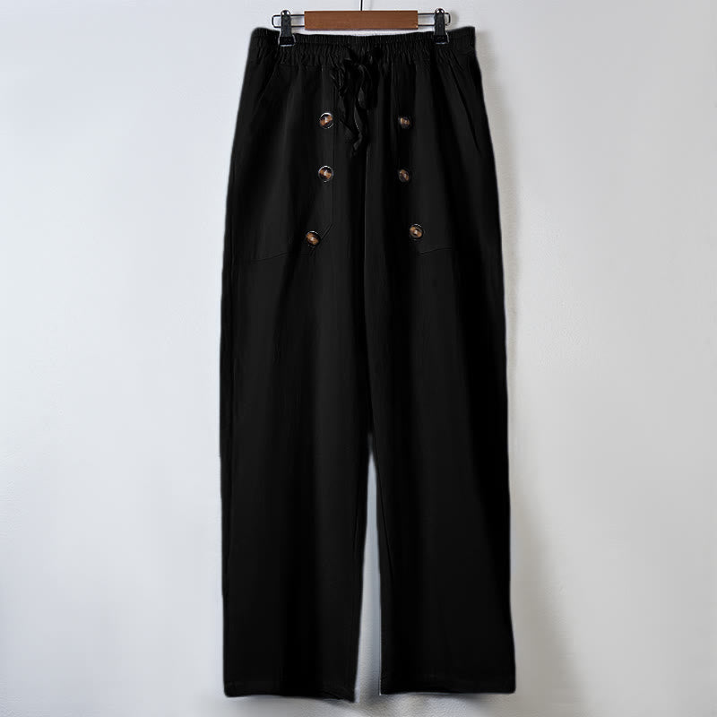 Pantalones casuales de algodón con botones y bolsillos para hombre , de Buddha Stones - image 7