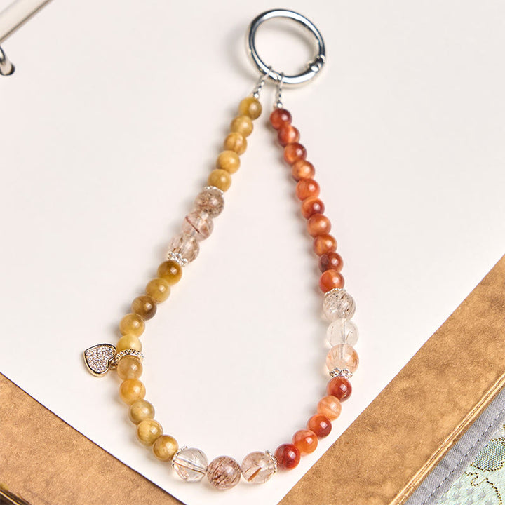 Buddha Stones, Ojo de Tigre Dorado, Ojo de Tigre Rojo, Amuleto de Corazón, Llavero de Fuerza, Decoración para Colgar en el Teléfono - Ojo de tigre (Protección ♥ Coraje) - image 0