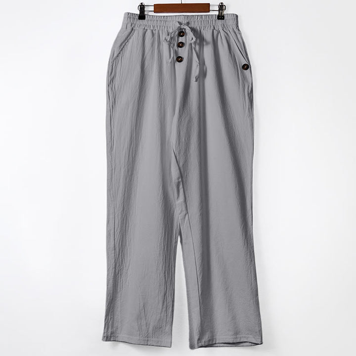 Pantalones de algodón para hombre con bolsillos y botones de color liso con cordón ajustable y Buddha Stones - Gris oscuro - US/UK/AU46, UE 56 (3XL) - image 14