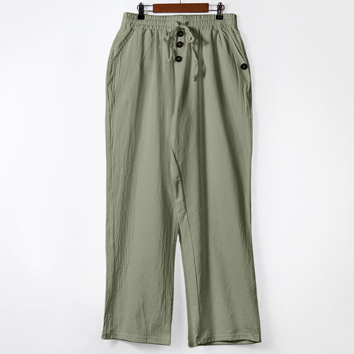 Pantalones de algodón para hombre con bolsillos y botones de color liso con cordón ajustable y Buddha Stones - Verde mar oscuro - US/UK/AU46, UE 56 (3XL) - image 18