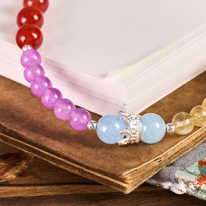 Llavero colgante para teléfono con cuentas de citrino y calcedonia púrpura de Buddha Stones. - image 1