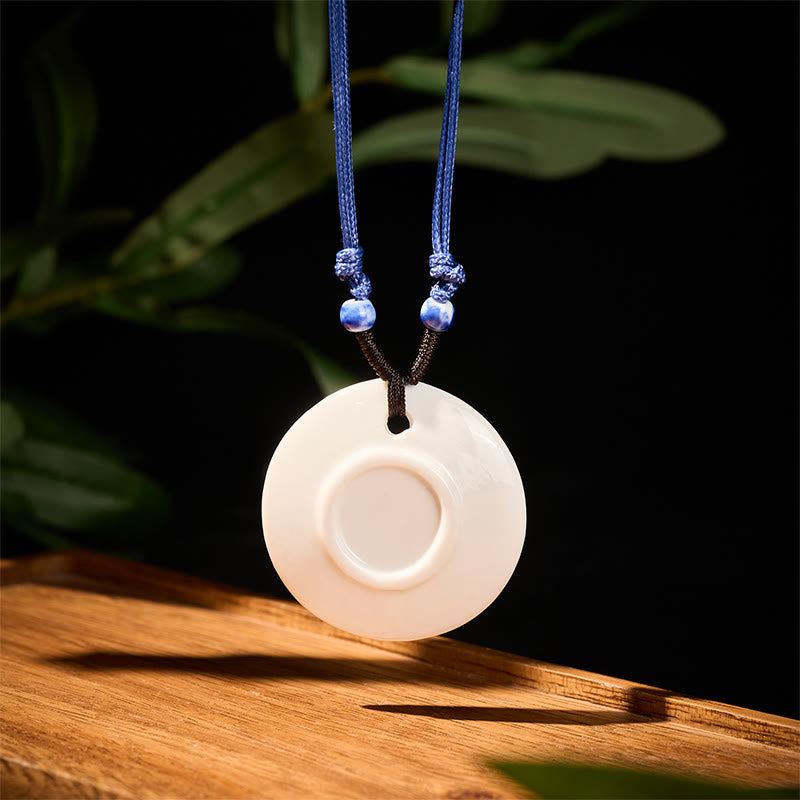 Collar de cerámica con símbolo de loto, peonía étnica, flores de melocotón y piedras de Buddha Stones, colgante de iluminación. - image 20