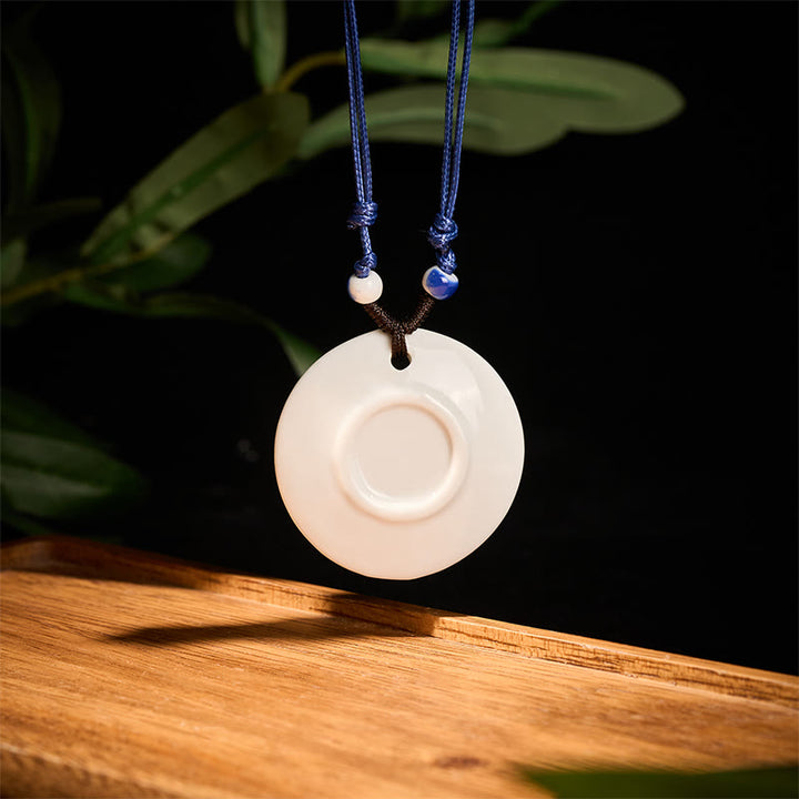 Collar de cerámica con símbolo de loto, peonía étnica, flores de melocotón y piedras de Buddha Stones, colgante de iluminación. - image 15