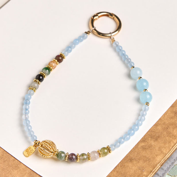 Llavero colgante para teléfono con Buddha Stones, personaje Fu, calcedonia azul, equilibrio emocional - Calcedonia Azul (Caridad ♥ Amabilidad) - image 0