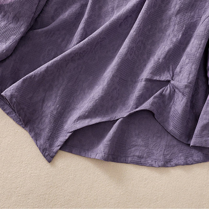 Camisa de manga larga de algodón para mujer con diseño plisado y bajo irregular en jacquard con Buddha Stones - image 5