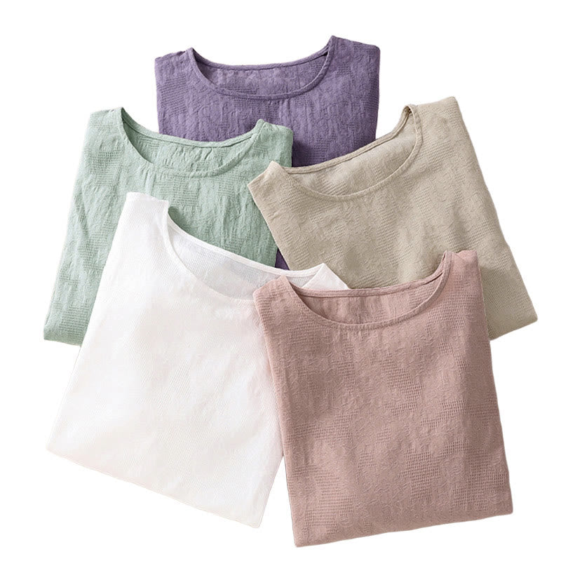 Camisa de manga larga de algodón para mujer con diseño plisado y bajo irregular en jacquard con Buddha Stones - image 43