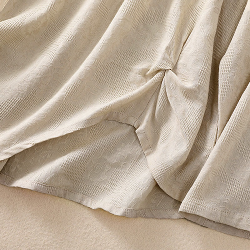 Camisa de manga larga de algodón para mujer con diseño plisado y bajo irregular en jacquard con Buddha Stones - image 30