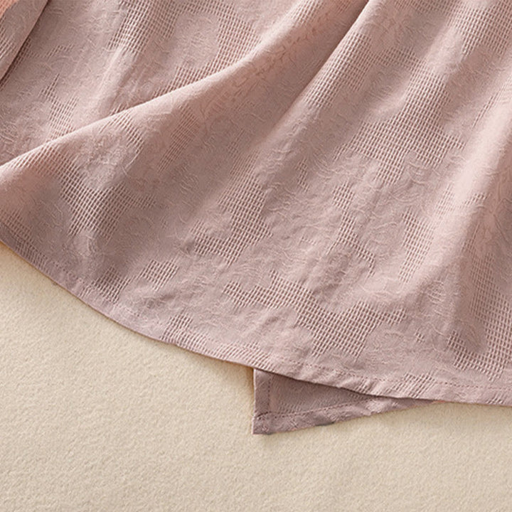 Camisa de manga larga de algodón para mujer con diseño plisado y bajo irregular en jacquard con Buddha Stones - image 23