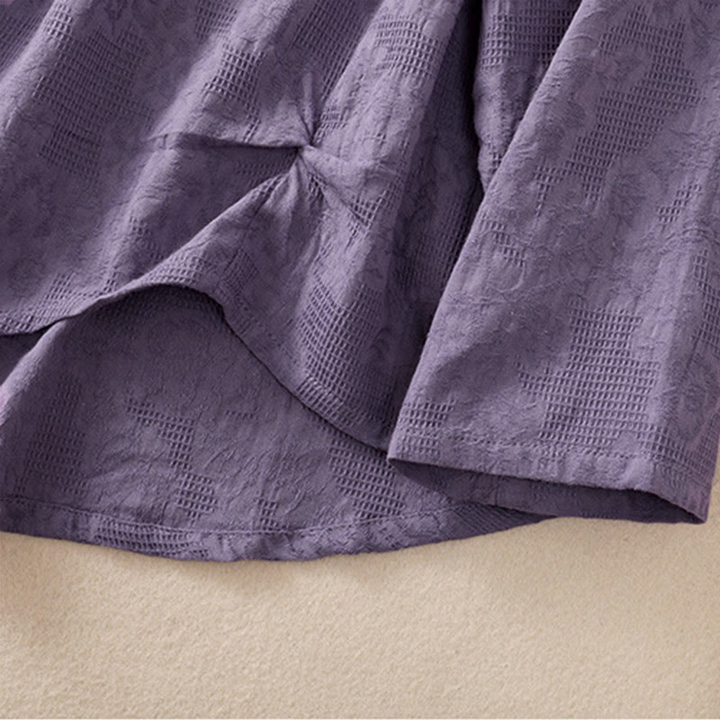 Camisa de manga larga de algodón para mujer con diseño plisado y bajo irregular en jacquard con Buddha Stones - image 6