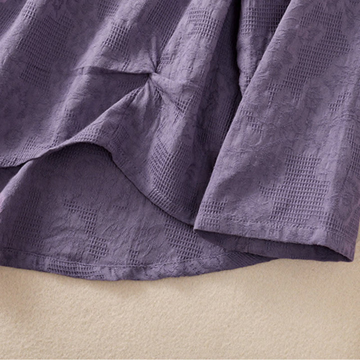 Camisa de manga larga de algodón para mujer con diseño plisado y bajo irregular en jacquard con Buddha Stones - image 6