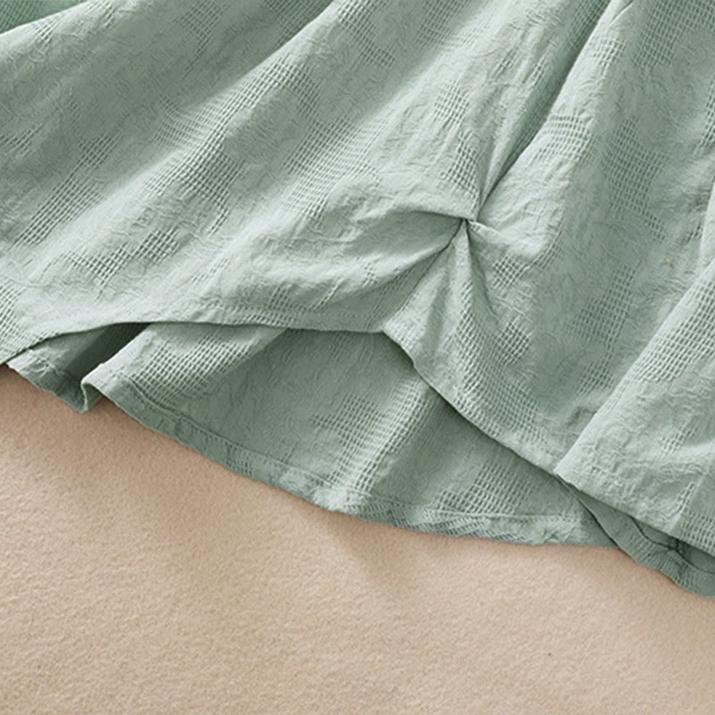 Camisa de manga larga de algodón para mujer con diseño plisado y bajo irregular en jacquard con Buddha Stones - image 37