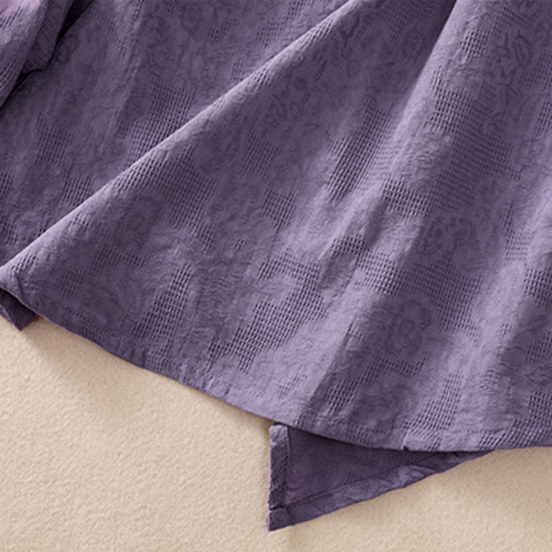 Camisa de manga larga para mujer con diseño plisado y dobladillo irregular en jacquard con Buddha Stones . - image 7
