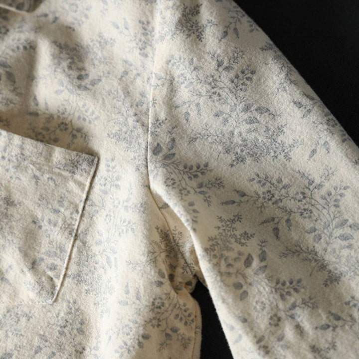 Camisa de manga larga de algodón para mujer con botones y diseño floral otoñal con Buddha Stones - image 6