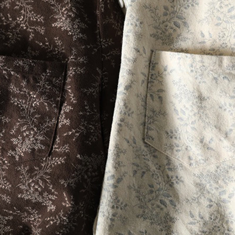 Camisa de manga larga de algodón para mujer con botones y diseño floral otoñal con Buddha Stones - image 13