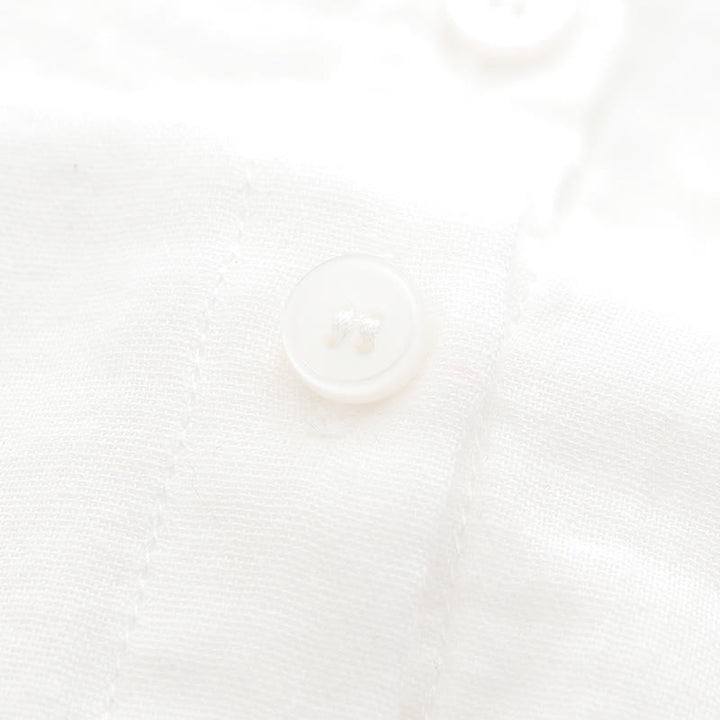 Camisa de manga larga de algodón para mujer con botones de hierba verde y blanco con Buddha Stones y estampado otoñal - image 10