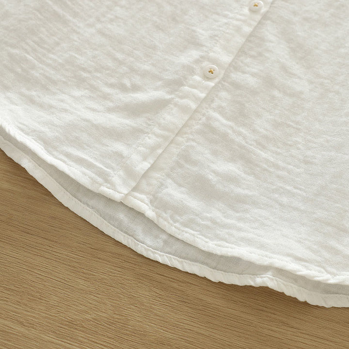 Camisa de manga larga de algodón para mujer con botones bordados geométricos blancos y Buddha Stones ( otoño) - image 11