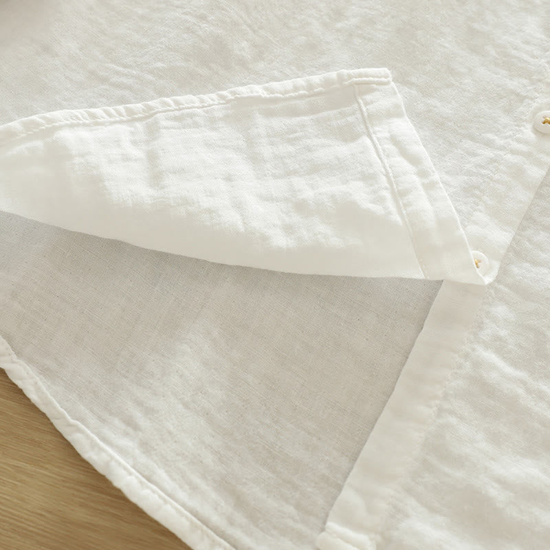 Camisa de manga larga de algodón para mujer con botones bordados geométricos blancos y Buddha Stones ( otoño) - image 10