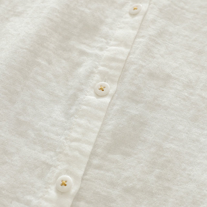 Camisa de manga larga de algodón para mujer con botones bordados geométricos blancos y Buddha Stones ( otoño) - image 9