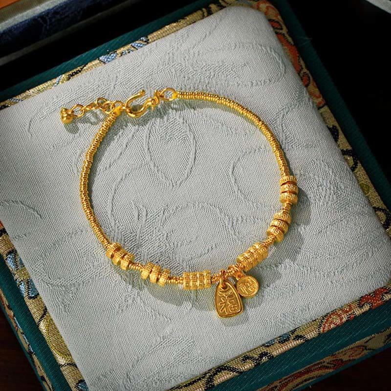 Pulsera de la suerte con el personaje Fu de cobre y Buddha Stones - image 0