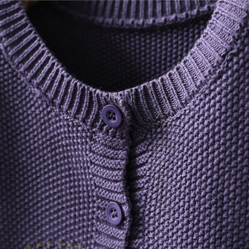 Cárdigan de punto de manga larga para mujer, de algodón, con botones bordados florales y Buddha Stones. - image 11