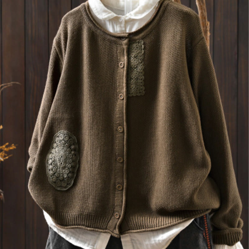 Suéter cárdigan de punto de manga larga para mujer, de algodón, con botones florales y Buddha Stones. - Perú - US4-6, UK/AU8-10, EU36-38 (F) - image 3