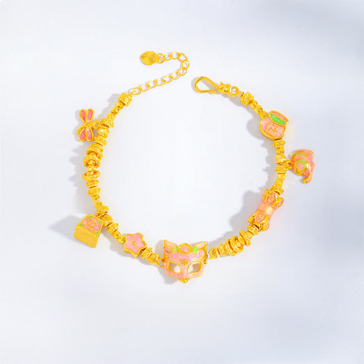 Pulsera de la fortuna de cobre con dije de Ruyi y el personaje del zorro Fu de Buddha Stones - image 2